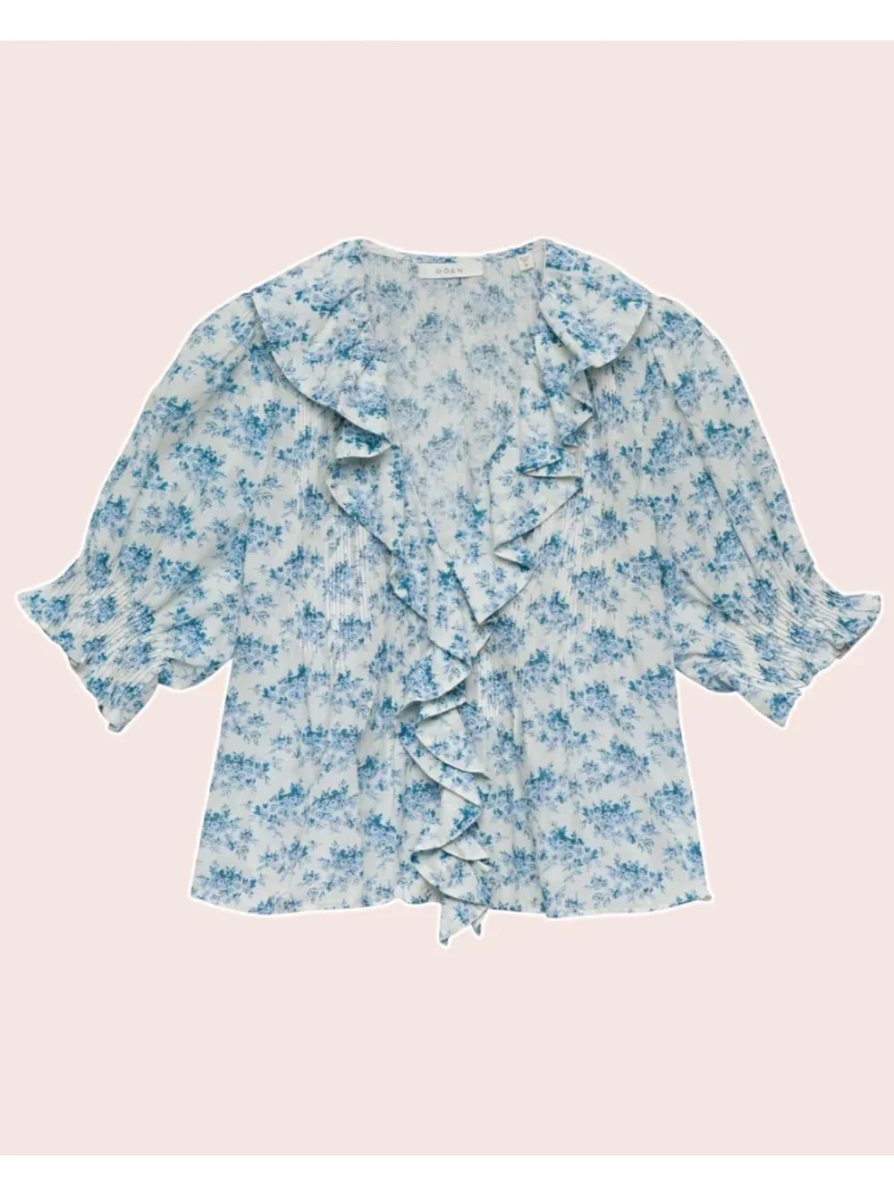 DÔEN Henri Top Bleu Rosier Floral Organic Cotton Medium NWOT